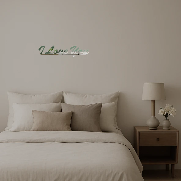 I Love You Yazılı  Dekoratif Duvar Aynalı Tablosu - Resim 2