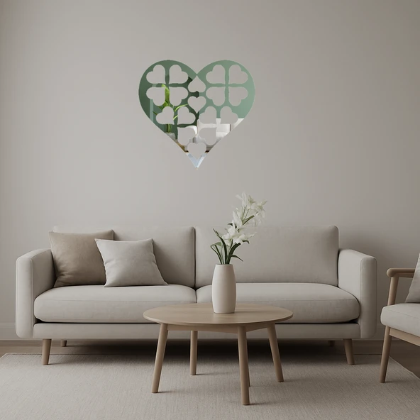 Romantik Kalp Tasarımlı  Aynalı Tablo ürün görseli