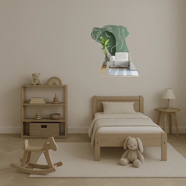 Köpek Yüzü Motifli Dekoratif Aynalı Tablo - Resim 4