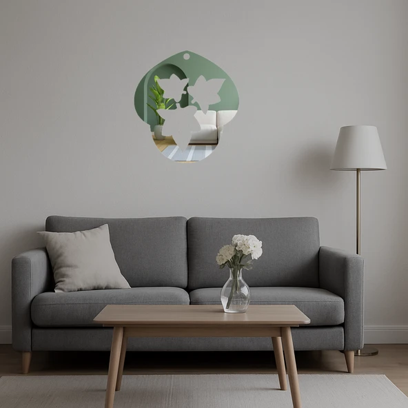 Üç Gözyaşı ve Yaprak Detaylı  Aynalı Tablo - Resim 5