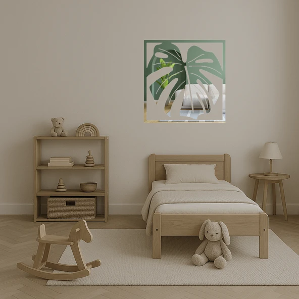Monstera Bitki Desenli Dekoratif Aynalı Tablolar - Resim 4