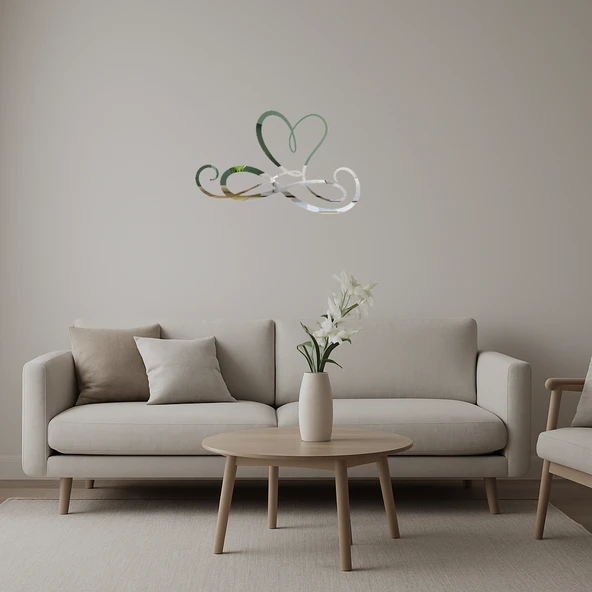 Sonsuzluk ve Kalp Temalı Dekoratif Aynalı Tablo ürün görseli