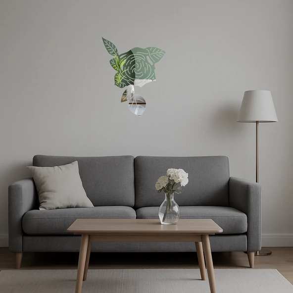 Pastel Çiçek Desenli Dekoratif Aynalı Tablo - Resim 2