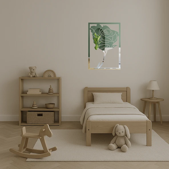 Modern Çiçek Desenli Dekoratif Aynalı Tablo - Resim 4