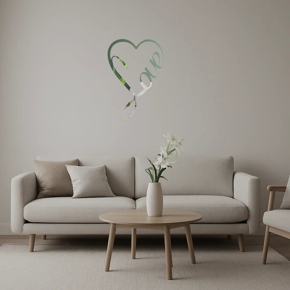 Minimalist Aşk Yazılı  Duvar Aynalı Tablosu ürün görseli