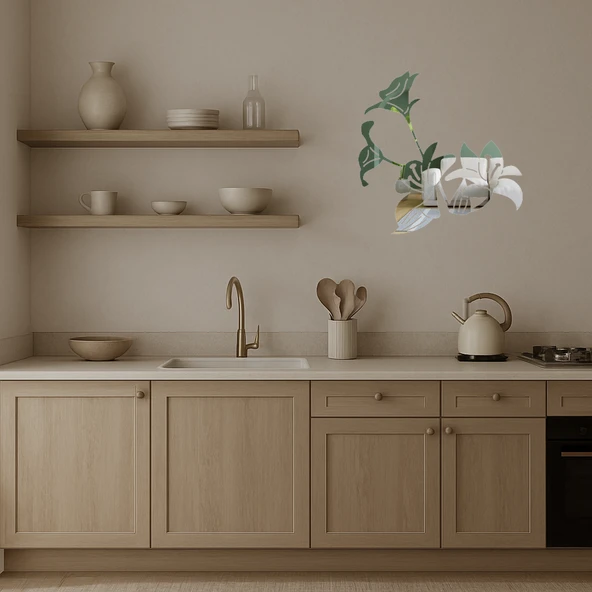 Renkli Çiçek Desenli Dekoratif Aynalı Tablo - Resim 2