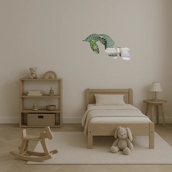 Modern Çizgisel Yaprak Tasarımlı  Dekoratif Aynalı Tablo - Resim 4