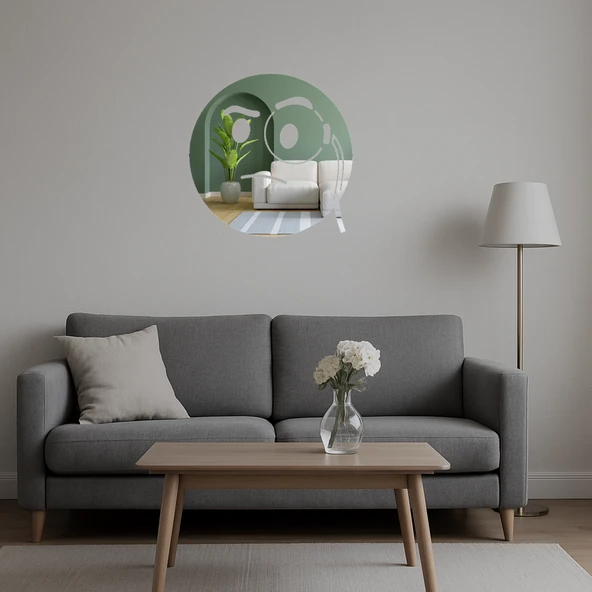 Monokl Takan Emoji Dekoratif Duvar Aynalı Tablosu - Resim 2