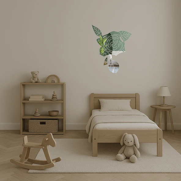 Pastel Çiçek Desenli Dekoratif Aynalı Tablo - Resim 5