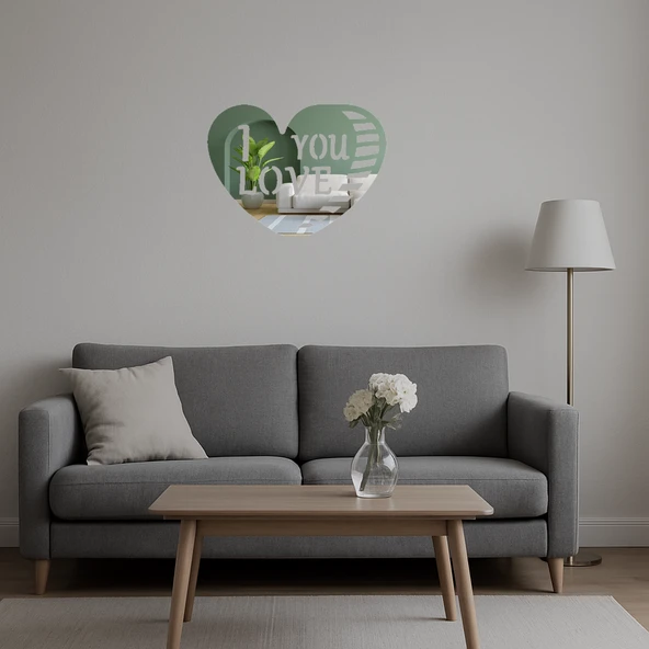 Aşk Dolu Kalp Tasarımlı  Dekoratif Aynalı Tablo - Resim 5