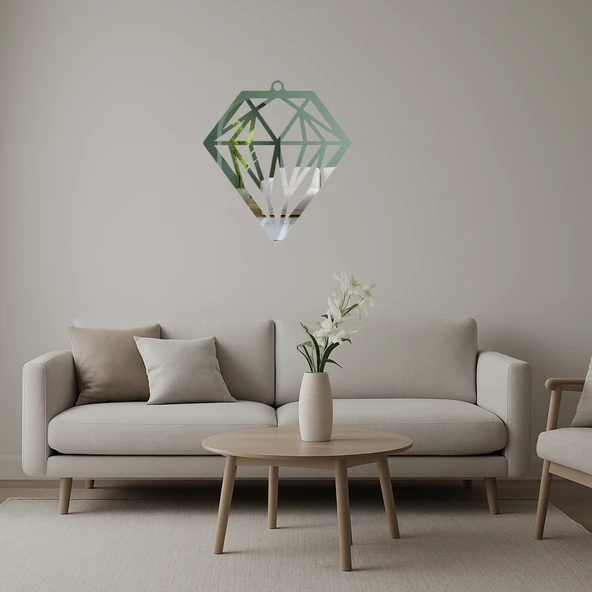 Elmas Geometrik Desenli Dekoratif Aynalı Tablo ürün görseli