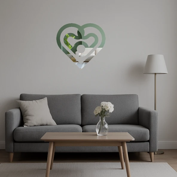 Zarif Kalp Motifli  İç Mekan Aynalı Tablosu - Resim 5