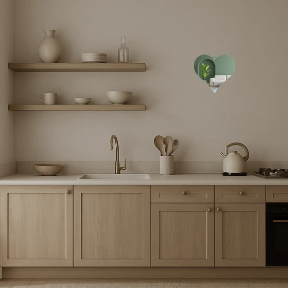 Kalp Şekilli  Dekoratif Duvar Aynalı Tablosu - Resim 3