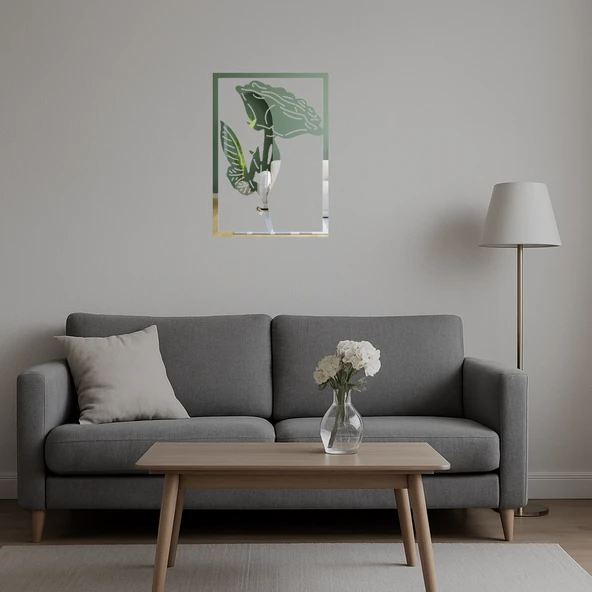 Modern Çiçek Desenli İç Mekan Aynalı Tablosu - Resim 5