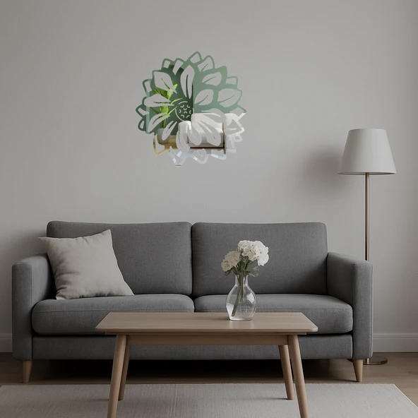 Sofistike Çiçek Desenli Dekoratif Duvar Sanatı - Resim 5