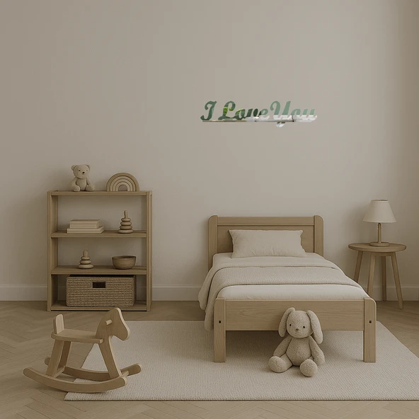 Romantik ve Minimalist I Love You  Aynalı Tablo - Resim 4