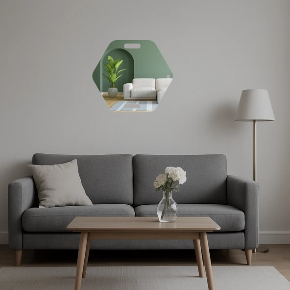 Modern Geometrik Desenli  Dekoratif Aynalı Tablo - Resim 5
