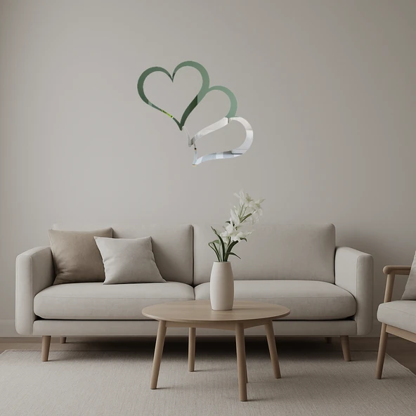 Kalp Desenli Dekoratif İç Mekan Aynalı Tablo ürün görseli