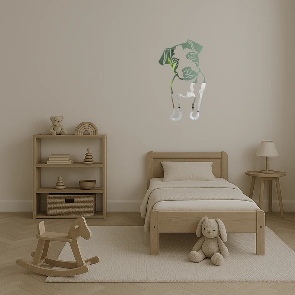 Küçük Boyutlu Sevimli Köpek Yüzü  Aynalı Tablo - Resim 4