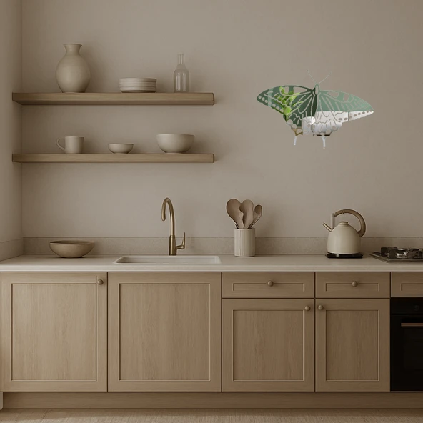 Zarif Yaprak Silüetli  Dekoratif Aynalı Tablo - Resim 3