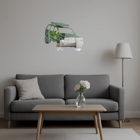 Klasik Jeep Desenli  Aynalı Tablo - Resim 4