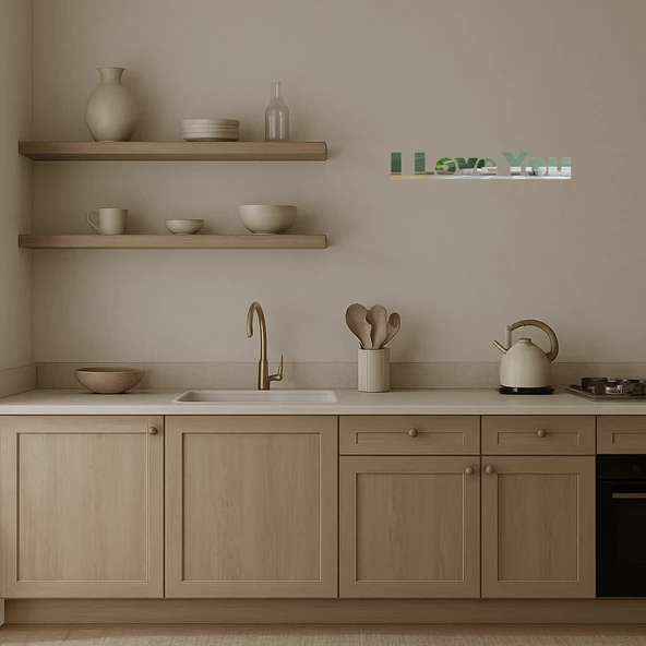 Modern I Love You  Duvar Aynalı Tablosu - Resim 3