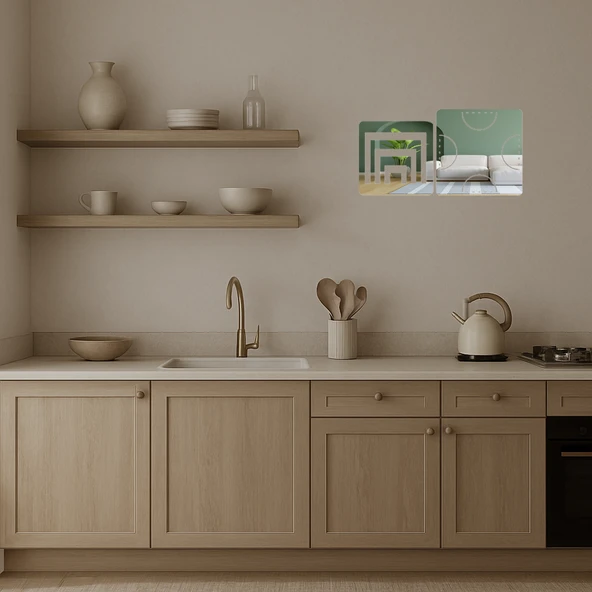 Modern Geometrik Desenli  Dekoratif Aynalı Tablo - Resim 3
