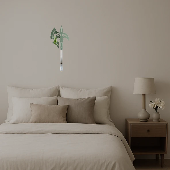 Dekoratif Tarihi Savaş Baltası  Aynalı Tablo - Resim 2