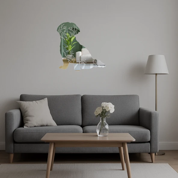 Sevimli Köpek Figürlü Dekorasyon Aynalı Tablosu - Resim 5