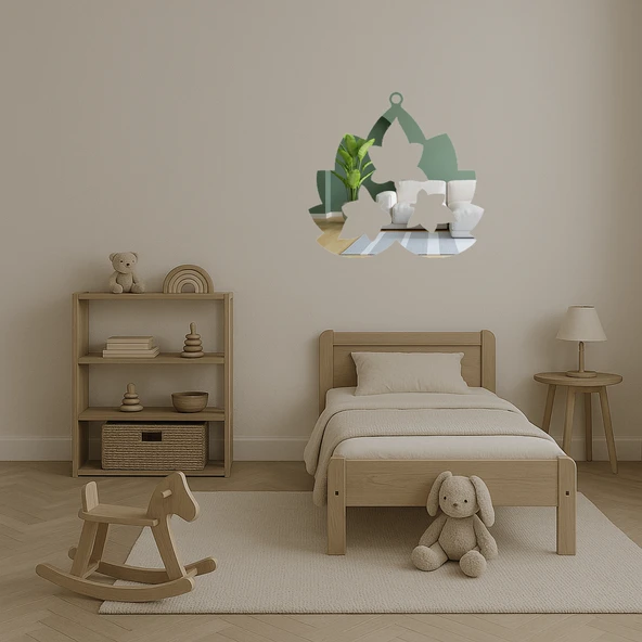 Yaprak ve Çiçek Motifli  Duvar Aynalı Tablosu - Resim 5