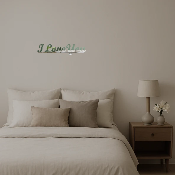 Romantik ve Minimalist I Love You  Aynalı Tablo - Resim 2