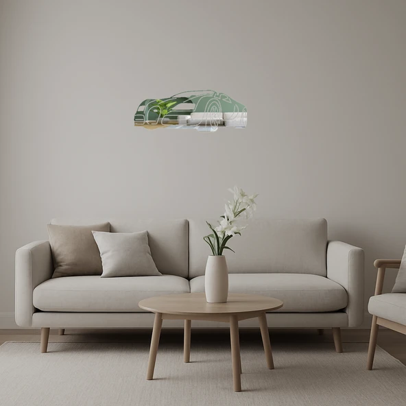 Minimalist Araba Çizimli  Dekoratif Aynalı Tablo ürün görseli