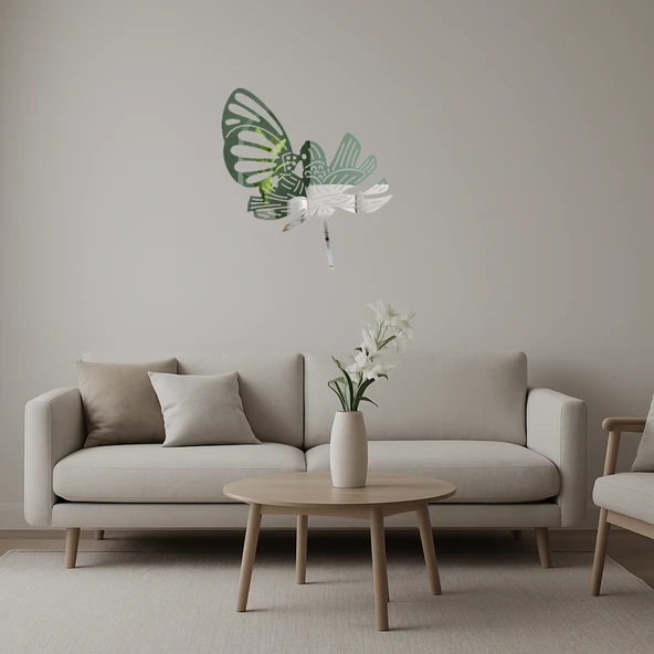 Geometrik Çiçek Desenli Dekoratif Aynalı Tablo ürün görseli