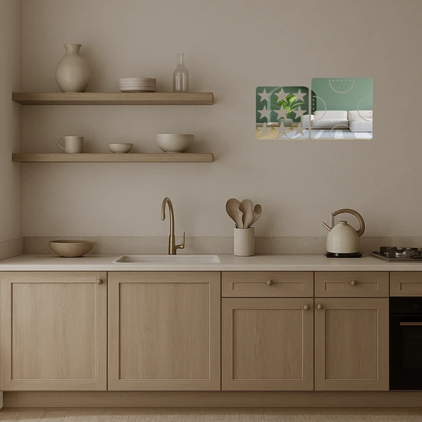 Modern Çizgili  Dekoratif Aynalı Tablo - Resim 2