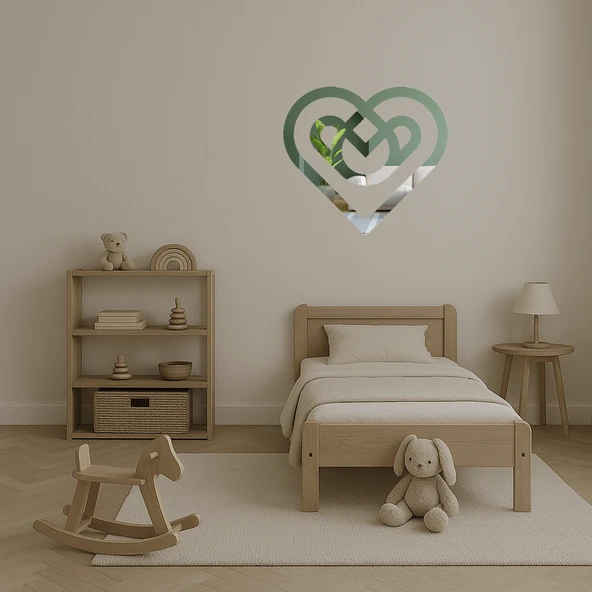 Geometrik Kalpler  Dekoratif Aynalı Tablo - Resim 4