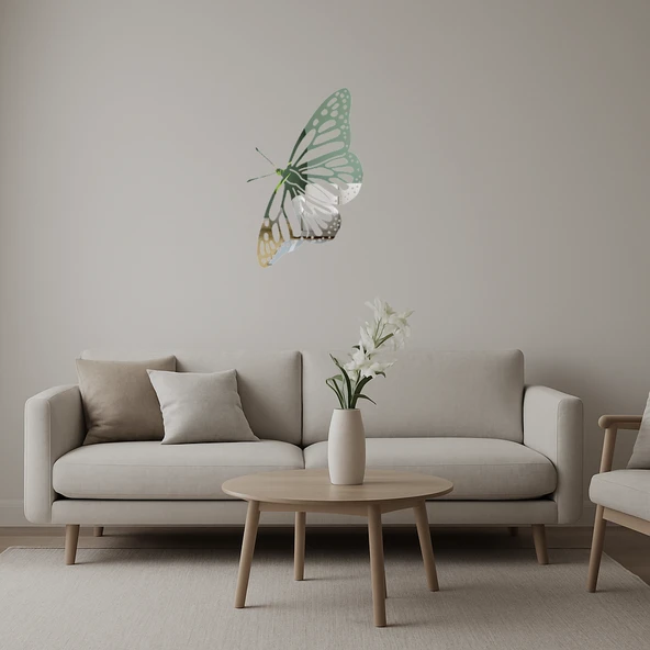 Doğal Kelebek Figürlü Dekoratif Aynalı Tablo ürün görseli