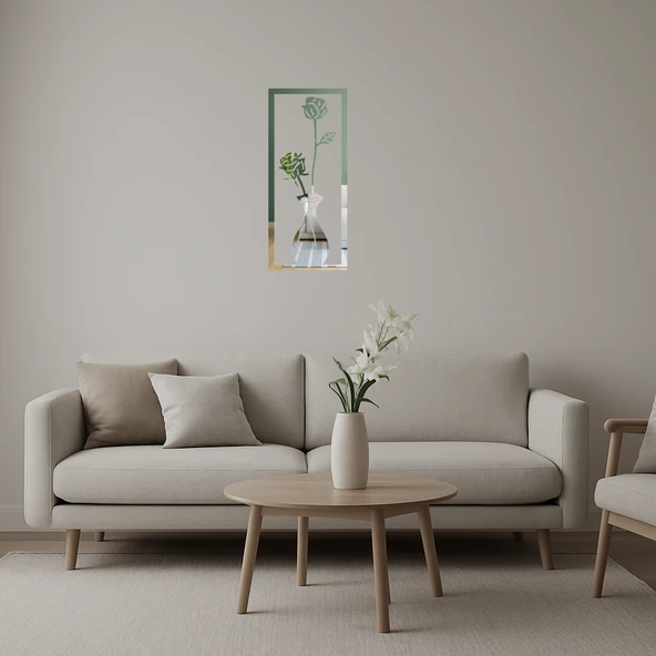 Çiçek Motifli Dekoratif İç Mekan Aynalı Tablo ürün görseli