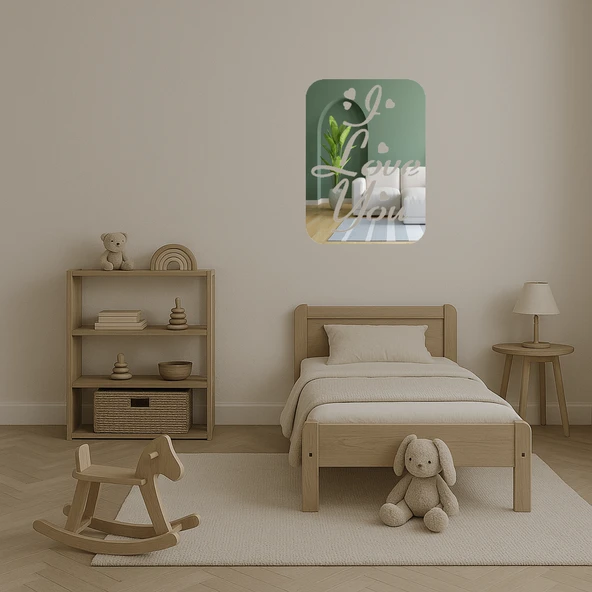 Kalp ve Yazı Kombinasyonlu  Dekoratif Aynalı Tablo - Resim 4