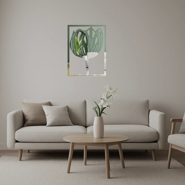 Çiçek Desenli Dekoratif Aynalı Tablo ürün görseli