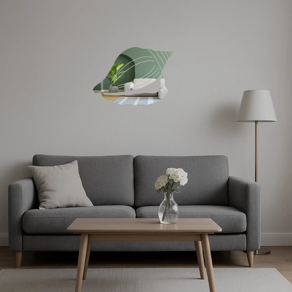 Deniz Kabukları Desenli Dekoratif Aynalı Tablo - Resim 5