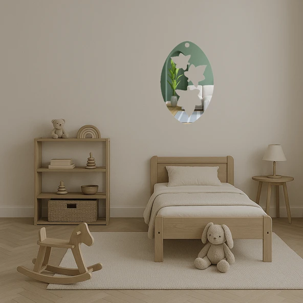 Oval Yaprak Desenli Dekoratif Aynalı Tablo - Resim 4