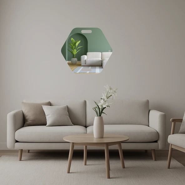 Modern Geometrik Desenli  Dekoratif Aynalı Tablo ürün görseli