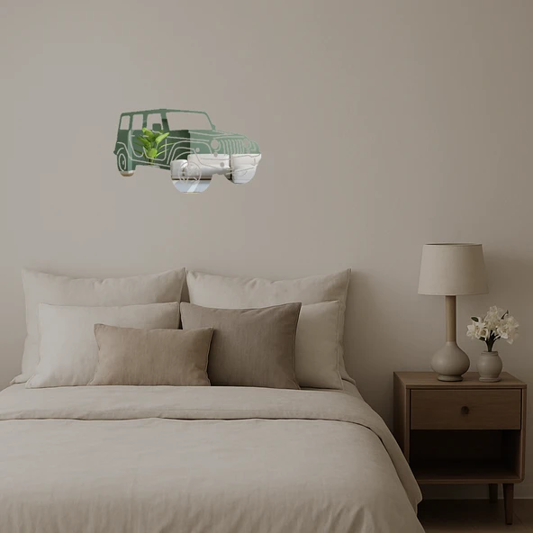 Jeep Sanat Baskılı  Dekoratif Aynalı Tablo - Resim 2