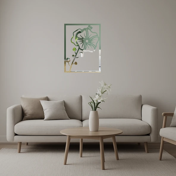 Çiçek Desenli Dekoratif Aynalı Tablo ürün görseli