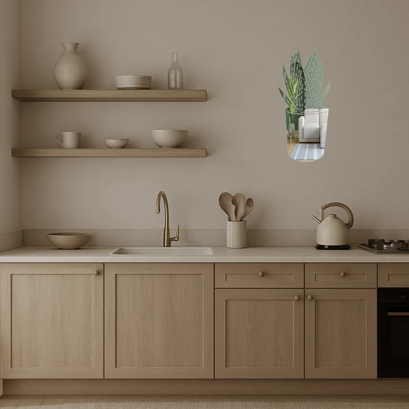 Aloe Vera Tasarımlı  Aynalı Tablo - Resim 3