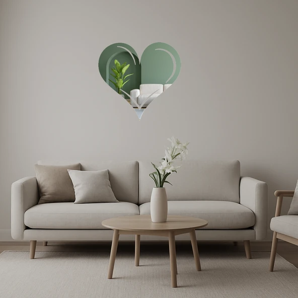 Kalp ve Aşk Figürlü Modern Aynalı Tablo ürün görseli