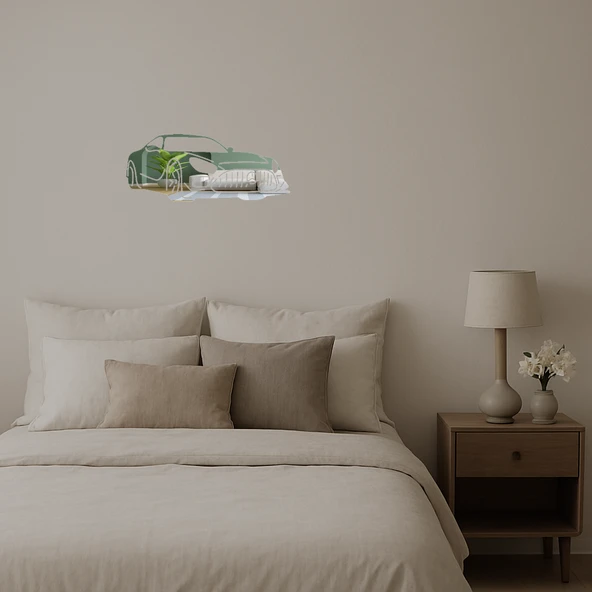 Estetik Araba Görselli Dekoratif Aynalı Tablo - Resim 2