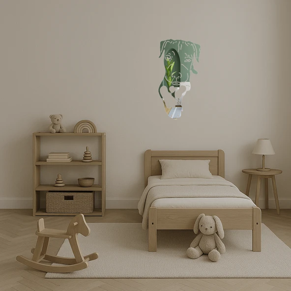 Modern Köpek Yüzü  Dekoratif Aynalı Tablo - Resim 4