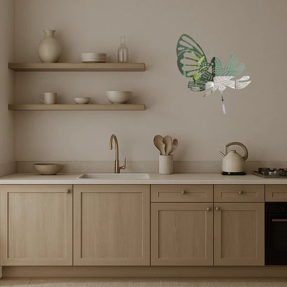 Geometrik Çiçek Desenli Dekoratif Aynalı Tablo - Resim 3