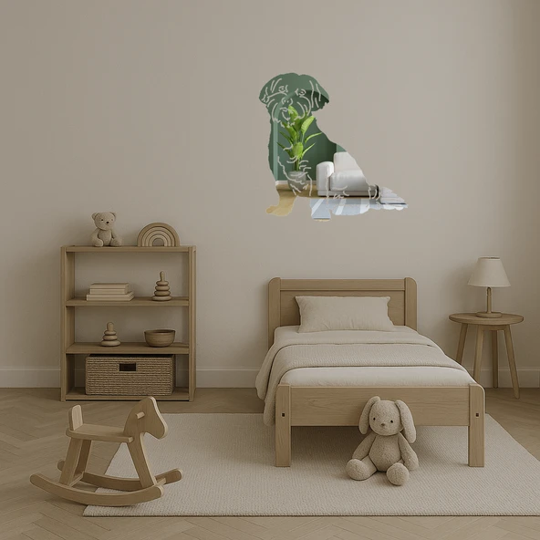 Sevimli Köpek Figürlü Dekorasyon Aynalı Tablosu - Resim 4